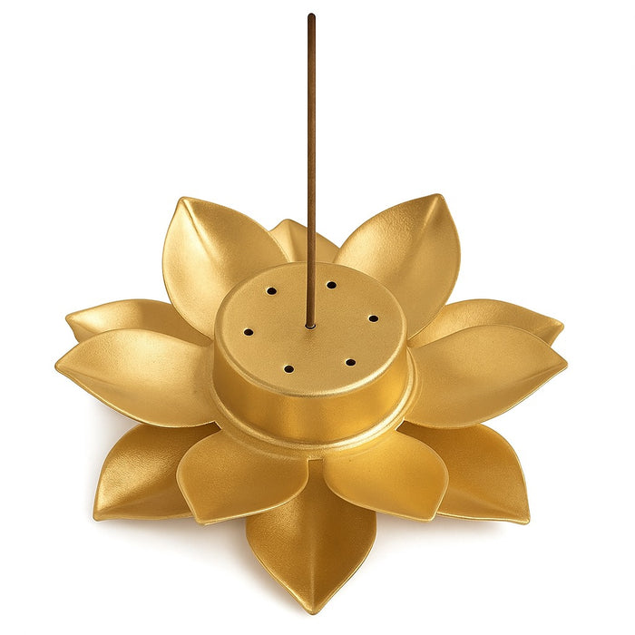 3 Pcs Golden Lotus Metal Agarbatti Stand – Premium Incense Stick Holder (13 cm x 3 cm)