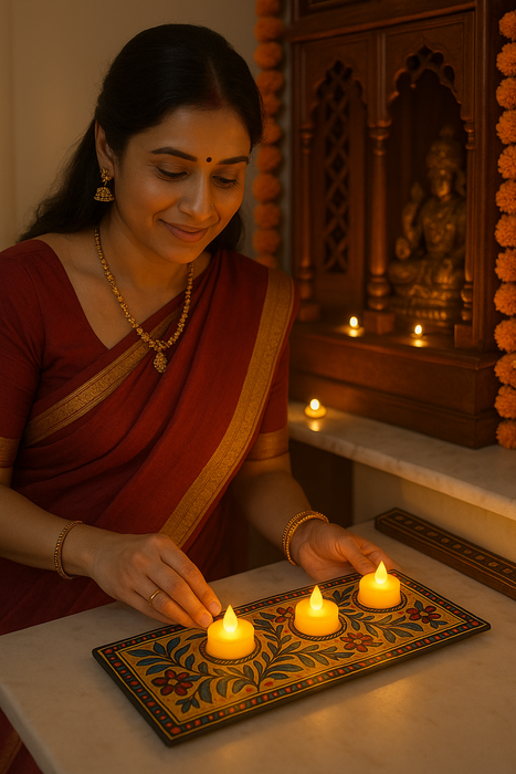 Pack of 2 India’s First 3D Tea Light | With Free 6 Candles & DIY Mirror Kit (Glue Included)