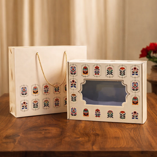 White Gift Hamper Box with Paper Bag Style Cover – Premium Packaging for Gifting & Hampers