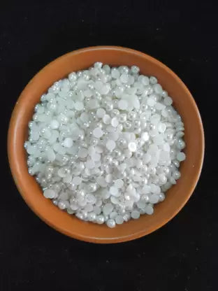 1200 Pcs Half White Moti Pearls Beads for Jewellery Making, Necklace,Nail decor, Bracelet Set for Beading, Crafting, Scrap Booking and Hand Embroidery Materials (5 mm)(White)