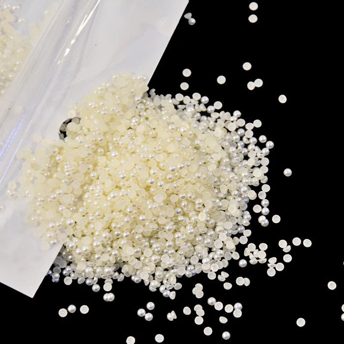 1200 Pcs Half OffWhite Moti Pearls Beads for Jewellery Making, Necklace, Nail decor, Bracelet Set for Beading, Crafting, Scrap Booking and Hand Embroidery Materials (5 mm)(Off-White)