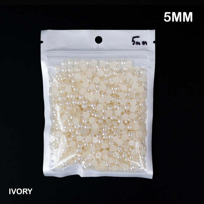 SATYAM KRAFT 1200 Pcs Half OffWhite Moti Pearls Beads for Jewellery Making, Necklace, Nail decor, Bracelet Set for Beading, Crafting, Scrap Booking and Hand Embroidery Materials (5 mm)(Off-White)