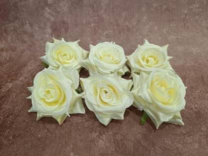 SATYAM KRAFT Artificial Hybrid Tea Rose Heads Flowers for Home Decoration, Gift, Mandir Pooja Table, Cake Decor, Bouquet Making, Backdrop, DIY Art Craft (Pack of 12)