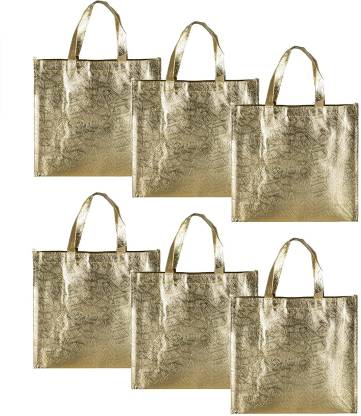 12 pcs Big Size Non Woven Fabric Bag With Handle 45.5 x 40 cm Gift Paper bag, Carry Bags, gift bag, gift for Birthday, gift for Festivals, Season's Greetings and other Events(Gold)(Pack of 12)