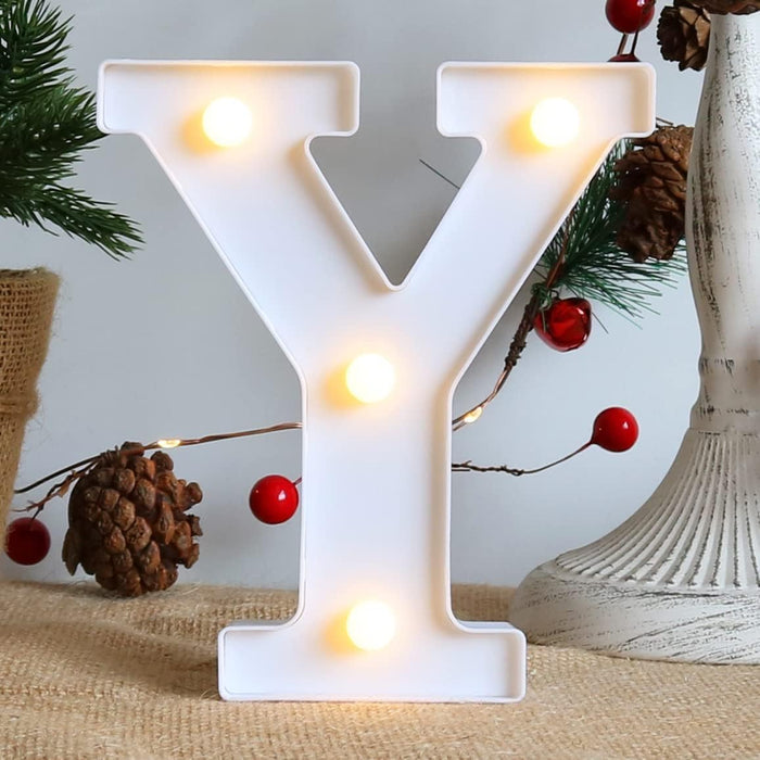 6 inch Marquee Alphabet Shaped Led Light for Home Decoration and Wall Lamp, White, 1 Piece