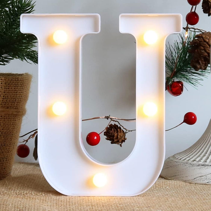 6 inch Marquee Alphabet Shaped Led Light for Home Decoration and Wall Lamp, White, 1 Piece