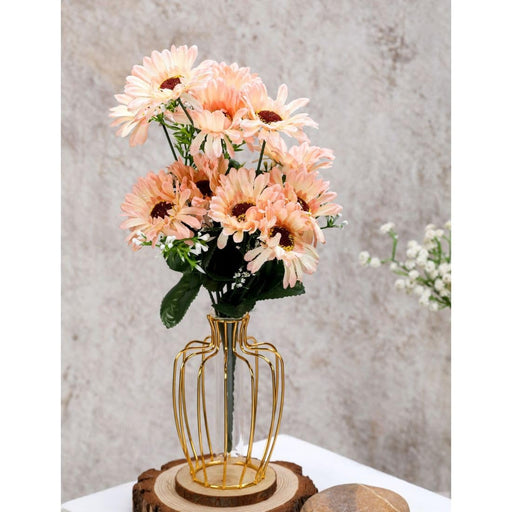 1 Bunch Artificial Sunflowers Fake Flower for Home,Artificial Chrysanthemum Flowers, Office, Bedroom, Table, Bouquet, Balcony, Living Room Decoration and Craft. Create a Peaceful Ambiance in Your Space (Peach, Pack of 1)