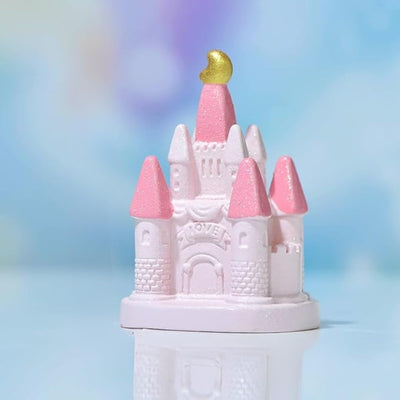 1 Pcs Miniature Castle Figurines | Fairy Tale Theme Decorative Showpieces for Home, Garden, Office, Desk, Cake Decoration & Gifting (Pink, Resin)