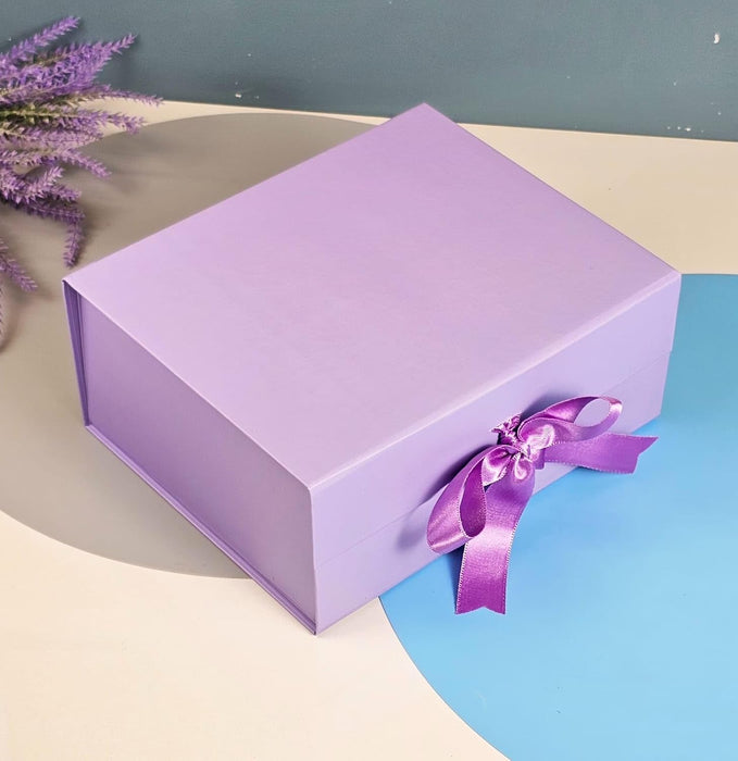 (26 x 21 x 11 cm) Multipurpose Decorative Folding Paper Cardboard/Rigid Box with satin ribbon,DIY Box for Gift Hamper,Valentine Gifting,Wedding gifing.