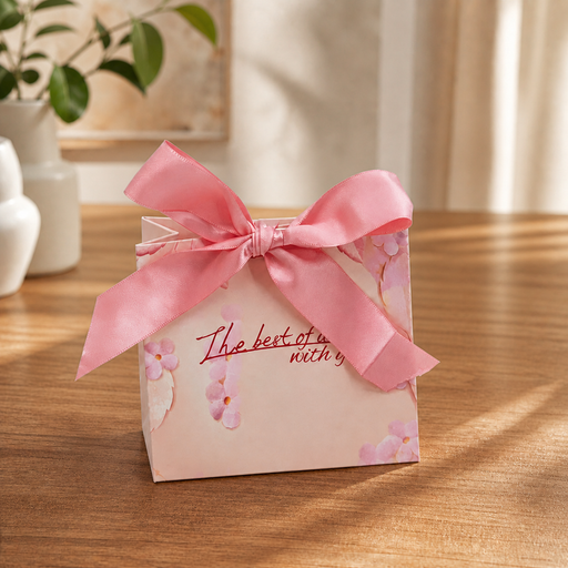 50 Pcs Floral Print Paper Gift Box for Wedding Return Gifts, Birthday Hampers, Chocolate Packaging, Dry Fruit, Jewellery, Cosmetics & Party Favour Gifting Box (Pink, Pack of 50)