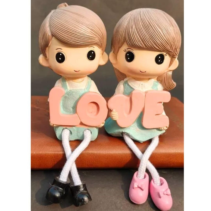 Hanging Legs Showpiece Cute Boy and Girl, Toy Cute Couple Statue Figurines Decorative for Home Decor, Living Room, Table Decoration, Gift for Girlfriend, Boyfriend