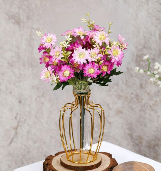 Artificial Daisy Fake Flower Bunch for Gifting, Home Decor, Bedroom, Office Corner, Living Room, Table Decor (Pack of 1)