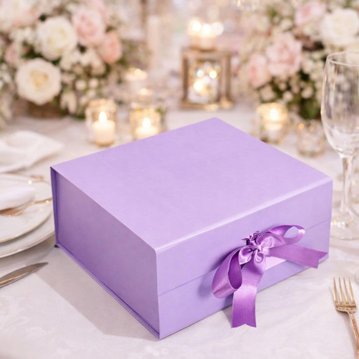 (26 x 21 x 11 cm) Multipurpose Decorative Folding Paper Cardboard/Rigid Box with satin ribbon,DIY Box for Gift Hamper,Valentine Gifting,Wedding gifing.