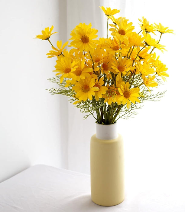 Artificial Daisy Sunflowers for Home Decor, Office, Living Room, Balcony, Wedding & Gifting | Realistic Faux Flower (Only Flower, No Vase)