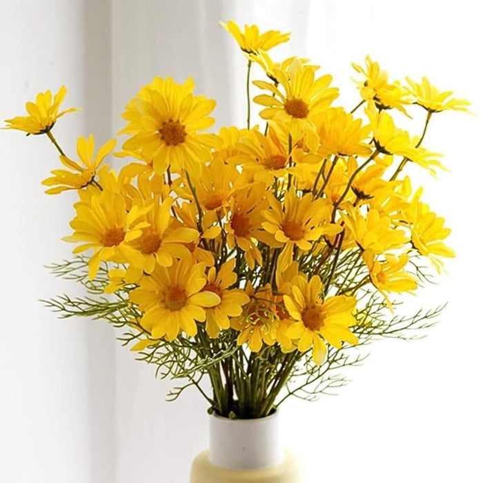 Artificial Daisy Sunflowers for Home Decor, Office, Living Room, Balcony, Wedding & Gifting | Realistic Faux Flower (Only Flower, No Vase)