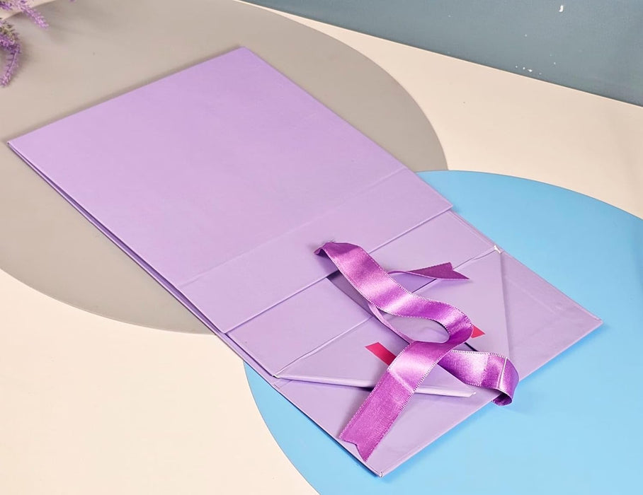 (26 x 21 x 11 cm) Multipurpose Decorative Folding Paper Cardboard/Rigid Box with satin ribbon,DIY Box for Gift Hamper,Valentine Gifting,Wedding gifing.