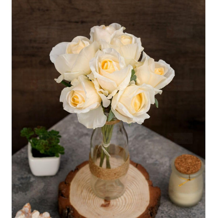 7 sticks  Bunch Artificial Rose Flower for - Home, Office, Bedroom, Balcony, Table Display, Living Room Decoration and Craft Corner (Pack of 1 Bunch) (Without Vase Pot)