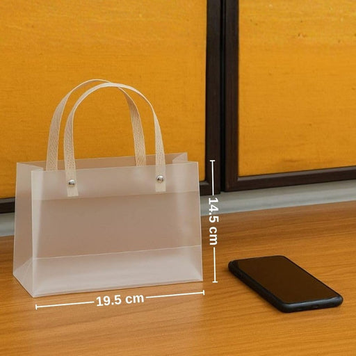 Small size (19.5 X 8.5 X 14.5 CM )Translucent Bags Goodie Bags With Handle Gift bag, hamper bag, Carry Bags, shopping gift bag, gift for Gifting, Presents, Return Gifts, Birthday, Party, Festivals