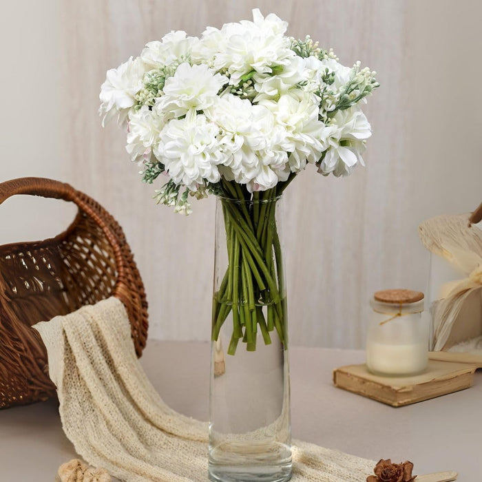(7 head flower stick )Artificial Dahlia Fake Flowers for Home,Artificial Chrysanthemum Ball Flowers, Bedroom, Living Room, Decorative Items Office Table, Gifts (Without Vase Pot)