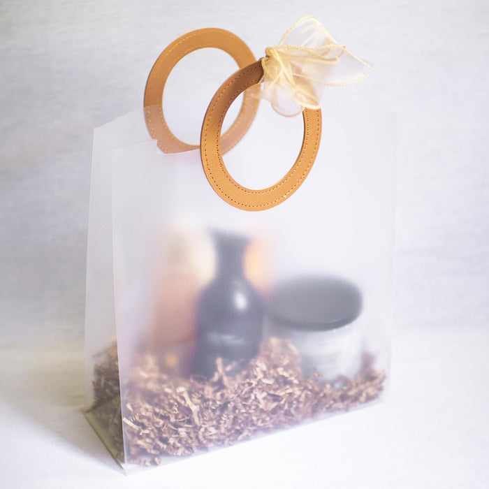 Small Size( 18.5 x 8 x 16 cm) Translucent  Bags with Round Handle Gift Paper Bag, Carry Bags, Gift Bag, Gift for Birthday, Valentine, Marriage, Festivals, Season's Greetings and Events (Small) Brown