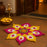 1 Piece Rajwadi Multi Colour Flower pompom Design Rangoli, Easy to Use. Just Set up with your own choice and make Rangoli for Floor Home Diwali Decoration DIY