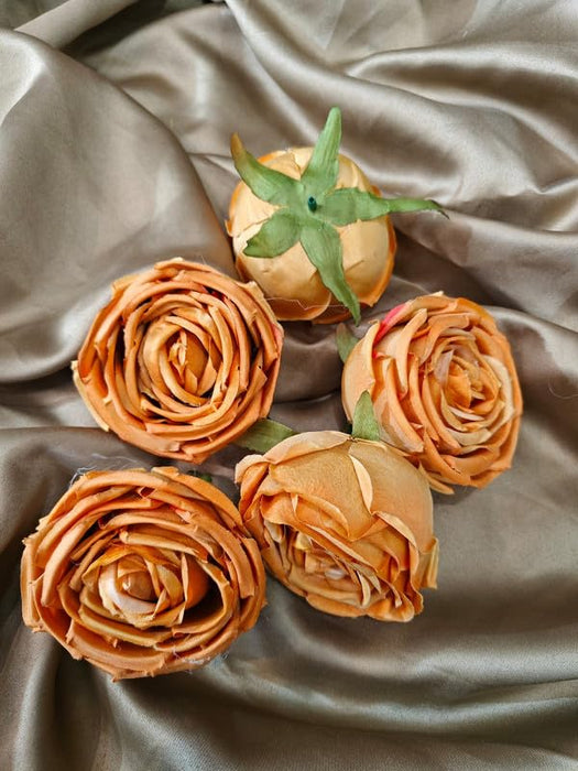 12 pcs Artificial Flower Persian Buttercup Heads Rose Flowers for Gifting, Home, Mandir Pooja Table, Cake Decor, Bouquet Making, Backdrop, DIY Art Craft (Pack of 12)