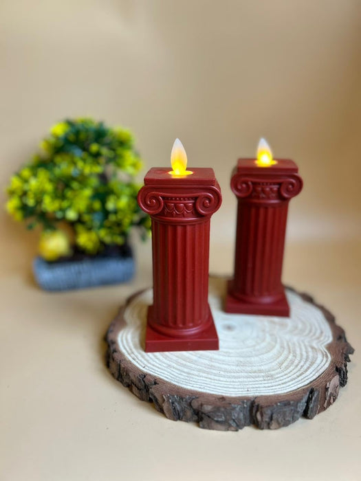 6 pcs Flameless and Smokeless Decorative Pillar Design Acrylic led Candle(Pack of 6)