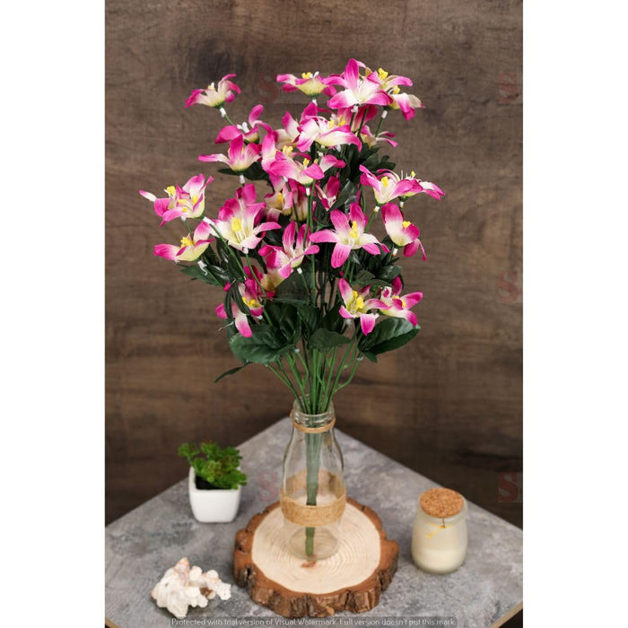 1 pcs Shaded Lily Artificial Flowers Bunch For Gifting,Artificial Orchid Bunch Flower,Home, Garden, Office Corner, Balcony, Living Room, Restaurant Centerpieces, Diwali Decoration and Craft (Pack of 1)