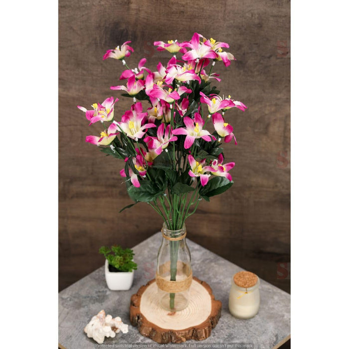 SATYAM KRAFT 1 pcs Shaded Lily Artificial Flowers Bunch For Gifting,Artificial Orchid Bunch Flower,Home, Garden, Office Corner, Balcony, Living Room, Restaurant Centerpieces, Diwali Decoration and Craft (Pack of 1)