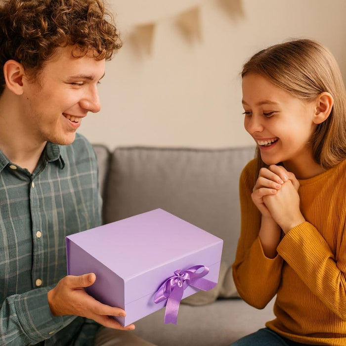 (26 x 21 x 11 cm) Multipurpose Decorative Folding Paper Cardboard/Rigid Box with satin ribbon,DIY Box for Gift Hamper,Valentine Gifting,Wedding gifing.