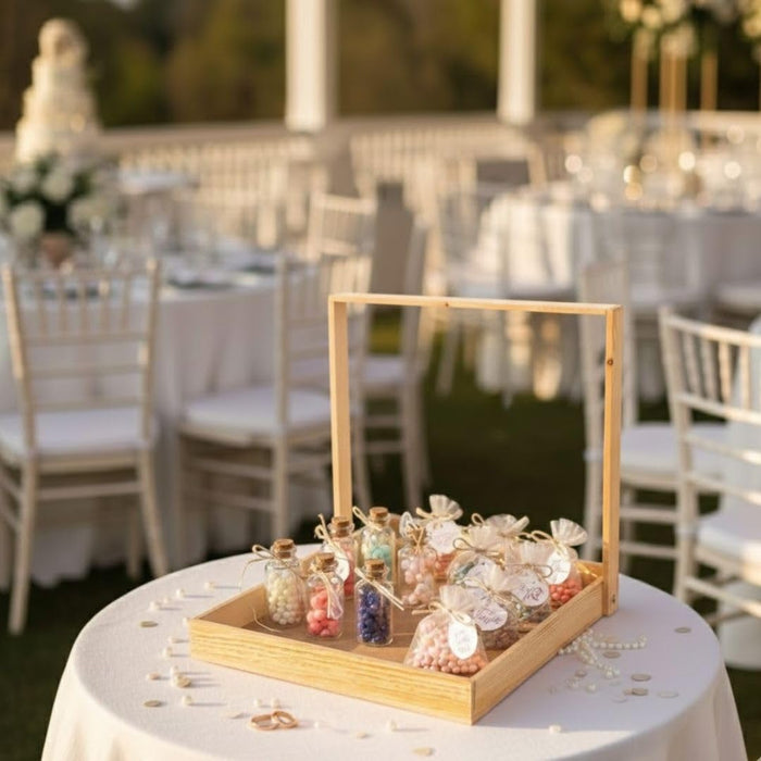 Multipurpose Decorative Pinewood  Rectangle Tray with handle for Gift Hamper,Wedding Gifting Boxes and Decoration Purpose.