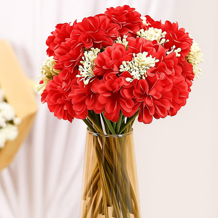 (7 head flower stick )Artificial Dahlia Fake Flowers for Home,Artificial Chrysanthemum Ball Flowers, Bedroom, Living Room, Decorative Items Office Table, Gifts (Without Vase Pot)