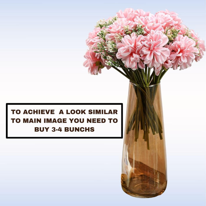 (7 head flower stick )Artificial Dahlia Fake Flowers for Home,Artificial Chrysanthemum Ball Flowers, Bedroom, Living Room, Decorative Items Office Table, Gifts (Without Vase Pot)
