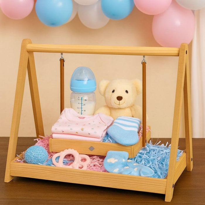 Premium Wooden Folding/Foldable Jhula Swing for Baby shower , Balgopal Krishna Janmashtami | Traditional Palna for Laddu Gopal, Kanhaji Pooja, Home Mandir Temple Festival Decoration (Wooden Jhula)
