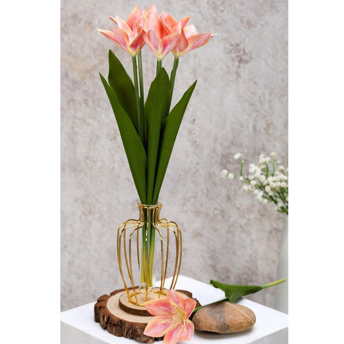 5 Pcs Lily Artificial Flowers Sticks For for Gifting,/Bouquet, Home, Garden, Office Corner, Bedroom, Balcony, Living Room, Restaurant Centerpieces, Diwali Decoration and Craft(Pack of 5 Sticks)