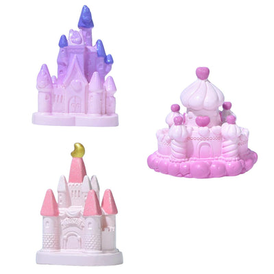 3 Pcs(1 set) Miniature Castle Figurines | Fairy Tale Theme Decorative Showpieces for Home, Garden, Office, Desk, Cake Decoration & Gifting (Multicolour, Resin)