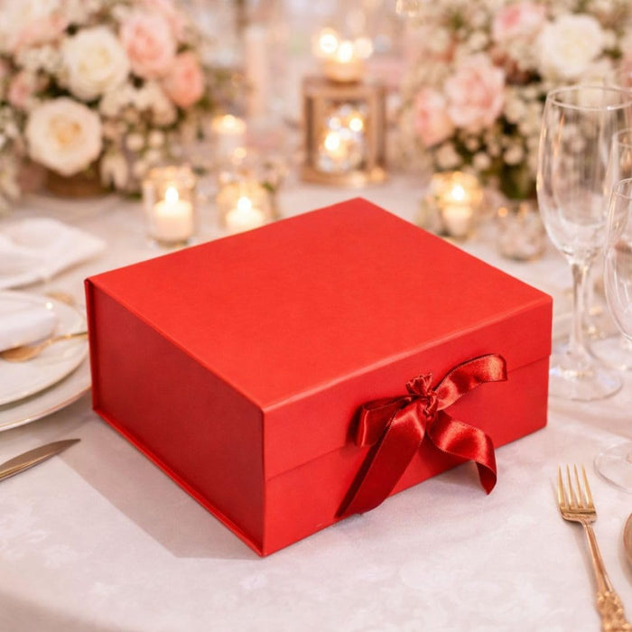 (26 x 21 x 11 cm) Multipurpose Decorative Folding Paper Cardboard/Rigid Box with satin ribbon,DIY Box for Gift Hamper,Valentine Gifting,Wedding gifing.