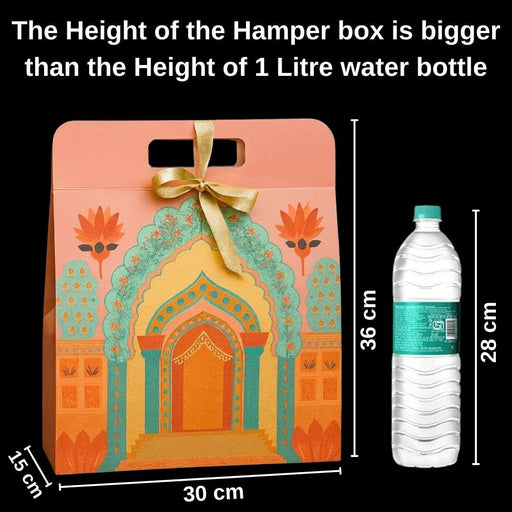 Affordable Peach Rajwadi Hamper Multipurpose Decorative Folding Paper Cardboard Box DIY Box for Gift Hamper, Diwali Gifting, Wedding gifting (Big)