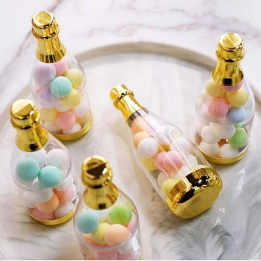 Golden Acrylic Box Champagne Design Plastic Storage Bottles (11.5 cm) | Perfect for Return Gifts, Chocolates, Dry Fruits & Invitations baatli,batli,chandi