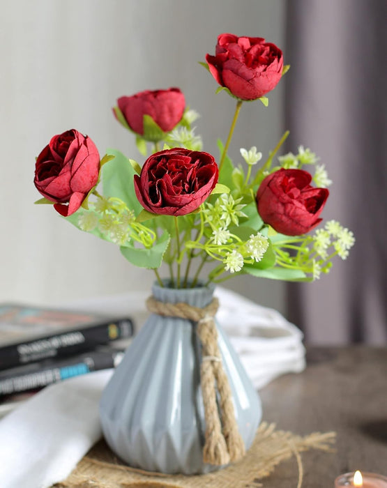 Artificial Bridal Piano Rose Peony Flower for Gifting,Flowers Sticks Bunch Decorative Items for Home, (without Vase Pot)(MATERIAL : Fabric)