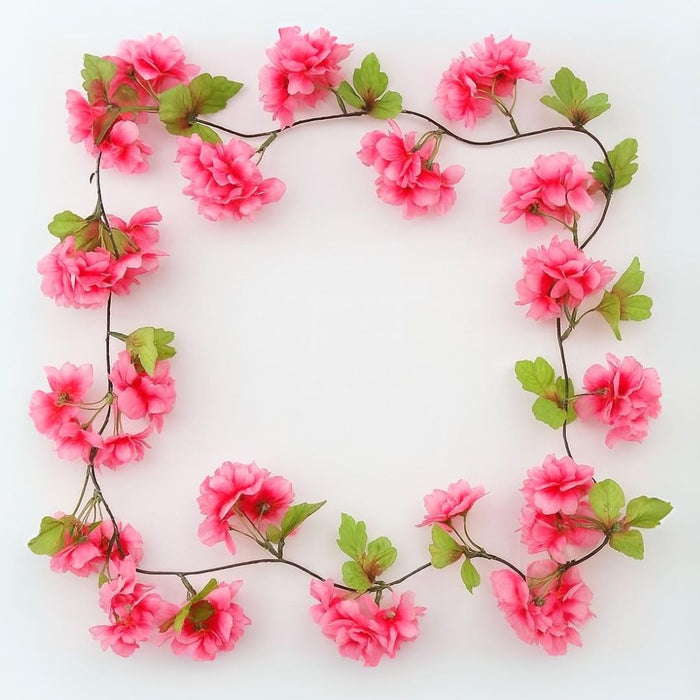 Artificial Cherry Blossom Rattan Flowers(pink) Wall Hanging Decorative Vine String Lines Items for Diwali Decoration, Backdrop for Pooja Room, Home Decor (230 cm)
