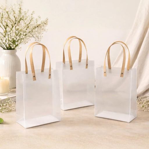 Small size (19.5 X 8.5 X 14.5 CM )Translucent Bags Goodie Bags With Handle Gift bag, hamper bag, Carry Bags, shopping gift bag, gift for Gifting, Presents, Return Gifts, Birthday, Party, Festivals