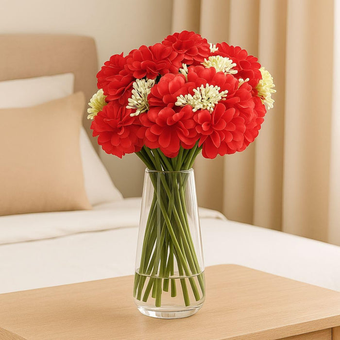 (7 head flower stick )Artificial Dahlia Fake Flowers for Home,Artificial Chrysanthemum Ball Flowers, Bedroom, Living Room, Decorative Items Office Table, Gifts (Without Vase Pot)