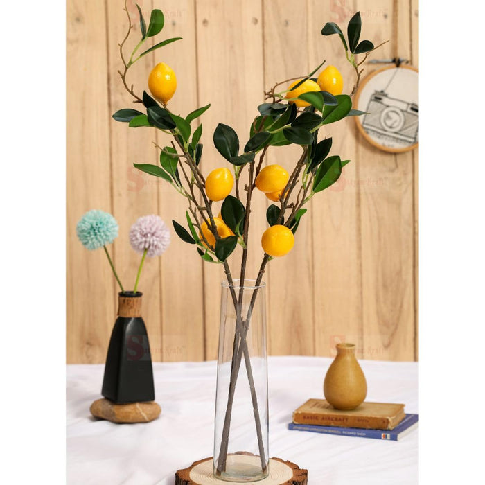 3 Pc Lemon Plant Stick, Elevate Your Décor with Artificial Lemon Branches Lifelike Lemon Tree Plants for Vase Display in Home, Garden, Office, Living Room (Pack of 3)