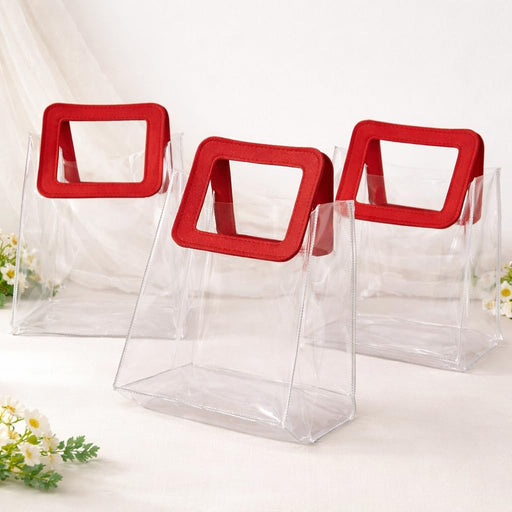 Square Handle Transparent Bag Goodie Bags With Handle Gift bag, hamper bag, Carry Bags, shopping gift bag for Gifting, Presents, Packing, Return Gifts, Birthday, Events(Small)(18 x 9 x 20 cm)