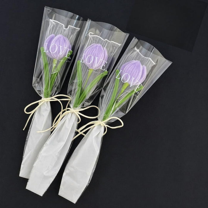 Artificial Twister (Pipe Cleaner ) Tulip Flower Bouquet | Single Wrapped Tulip Gift Set with Transparent Packing | Ready-to-Gift Flower for Valentine, Wedding & Return Gifts