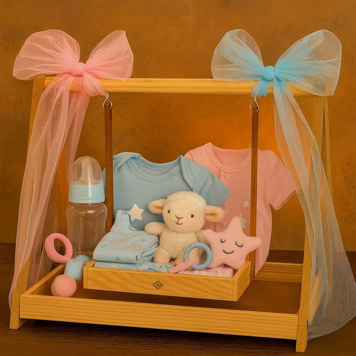 Premium Wooden Folding/Foldable Jhula Swing for Baby shower , Balgopal Krishna Janmashtami | Traditional Palna for Laddu Gopal, Kanhaji Pooja, Home Mandir Temple Festival Decoration (Wooden Jhula)