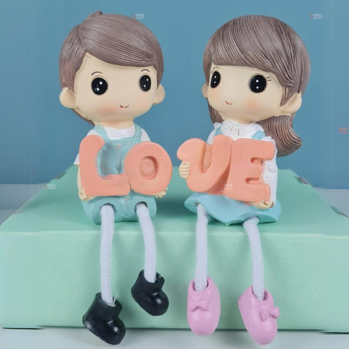 Hanging Legs Showpiece Cute Boy and Girl, Toy Cute Couple Statue Figurines Decorative for Home Decor, Living Room, Table Decoration, Gift for Girlfriend, Boyfriend