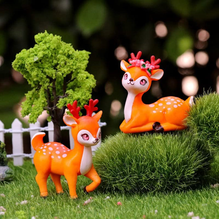Deer Miniature Multiuse as Home-Garden Decorations, Cake Topper, Toys, Showpieces, Table Topper, Gift Item (4 Pieces)