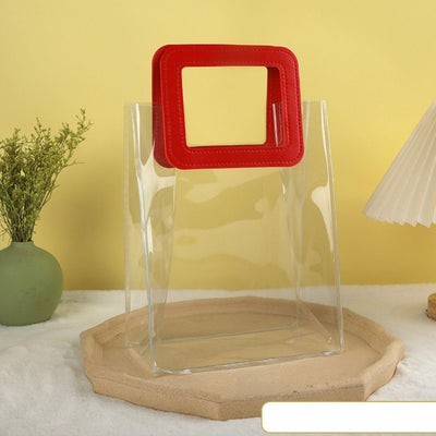 12 Pcs Square Handle Transparent Bag Goodie Bags With Handle Gift bag, hamper bag, Carry Bags, shopping gift bag for Gifting, Presents, Packing, Return Gifts, Birthday, Events(Small)(18 x 9 x 20 cm)